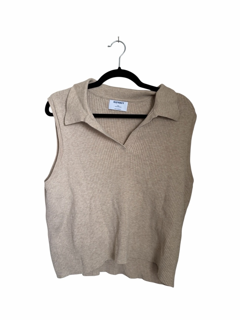 Old Navy Women's Sleeveless V-Neck Polo Sweater Vest in Beige